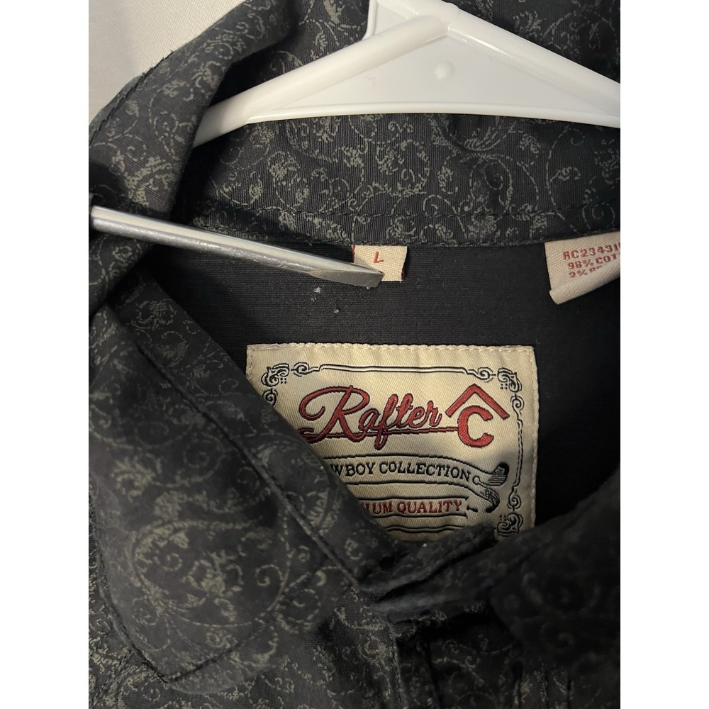 Rafter C Cowboy Collection Pearl Snap Shirt Men's Large Paisley Western Long Slv - Picture 3 of 9